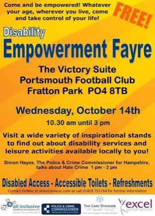 Disability Empowerment Fayre  - 14th October, Portsmouth FC