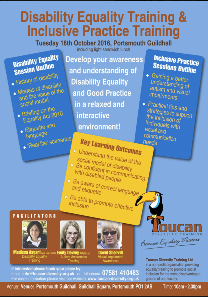 Toucan Diversity Training Disability Equality Training and Inclusive Practice Training 